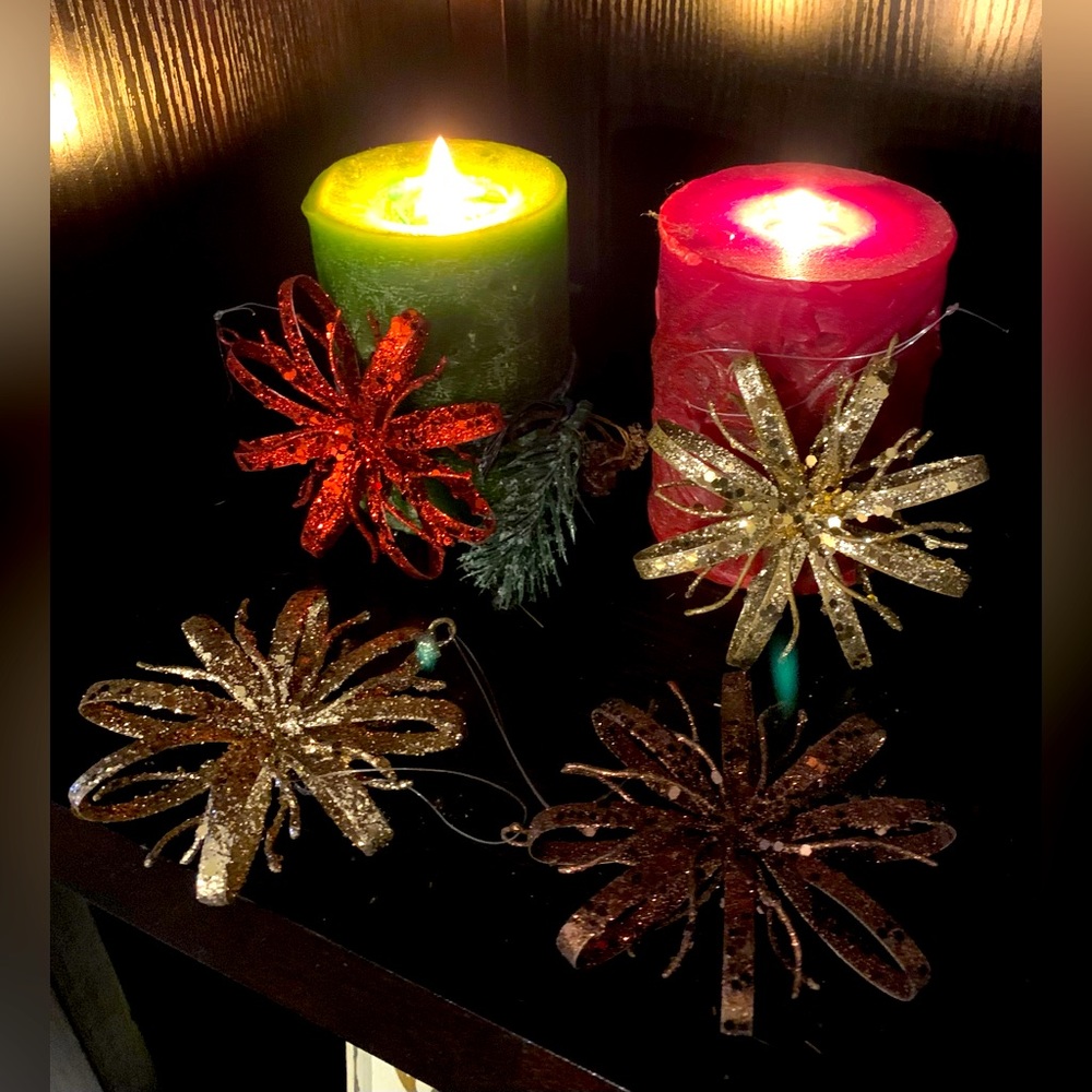 POTTERY BARN Snowflake Ornaments-Set of 4